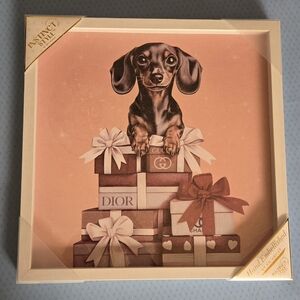 Dachshund on Gift Boxes Art Print
